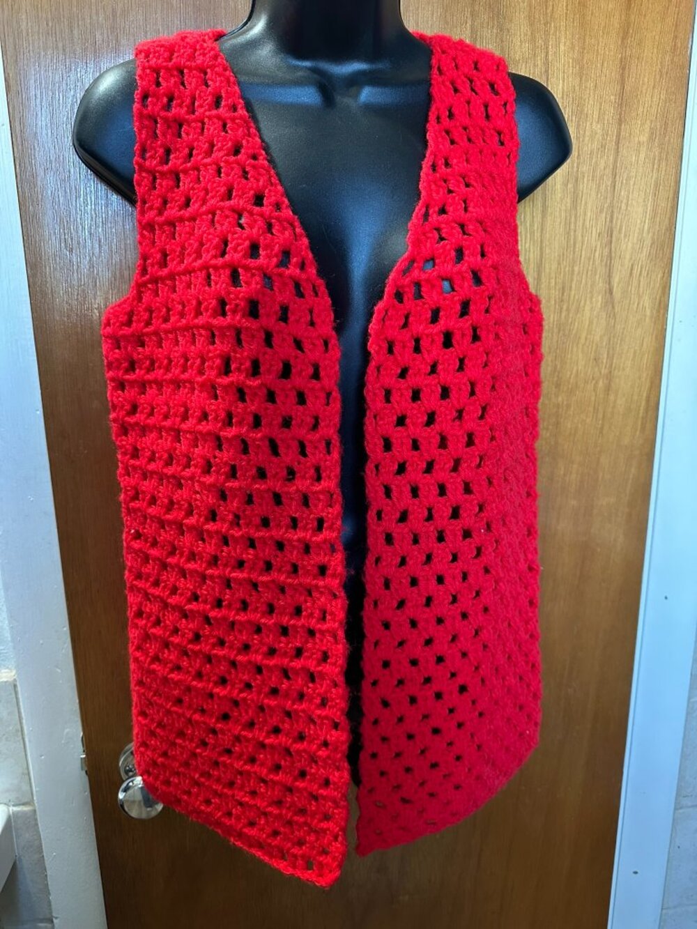 Hand Crochet Red Vest Vintage 60’s – 70’s